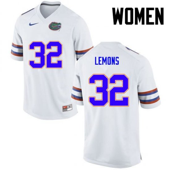 Women's Florida Gators #32 Adarius Lemons NCAA Nike White Authentic Stitched College Football Jersey WDK5862RM